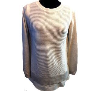 Hilary Radley Layered Look Tunic Light‎ Gray and Cream Striped Size Medium